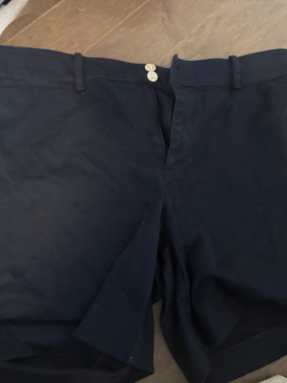 Chaps Navy Shorts with Button Waist